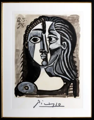 1980s "Tete de Femme" Lithograph After Pablo Picasso
