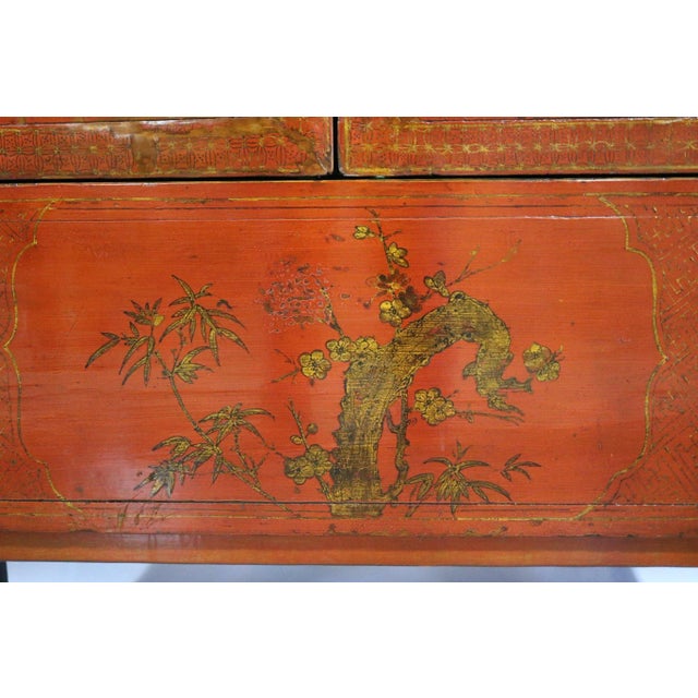 Red 19th Century Chinese Red Gold Cabinet For Sale - Image 8 of 11