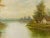 Golden haze settles on calm waters, holding a cottage in quiet reverie Art measures 24 x 20 inches Frame measures 28.5 x...