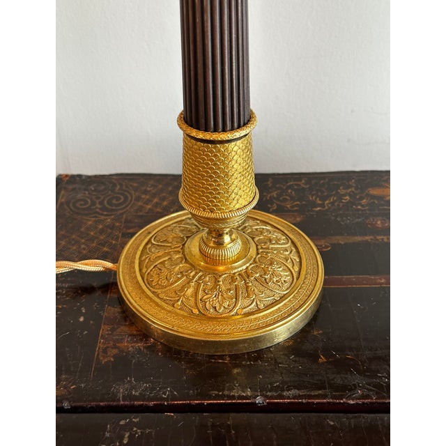 Early 19th Century Single Empire Gilt Bronze Period Candlestick as Lamp For Sale - Image 10 of 18