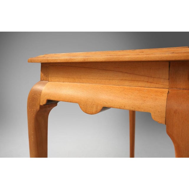 1950s Side Table in Beech with Lace Inlay and Glass Top, France, 1950s For Sale - Image 5 of 11