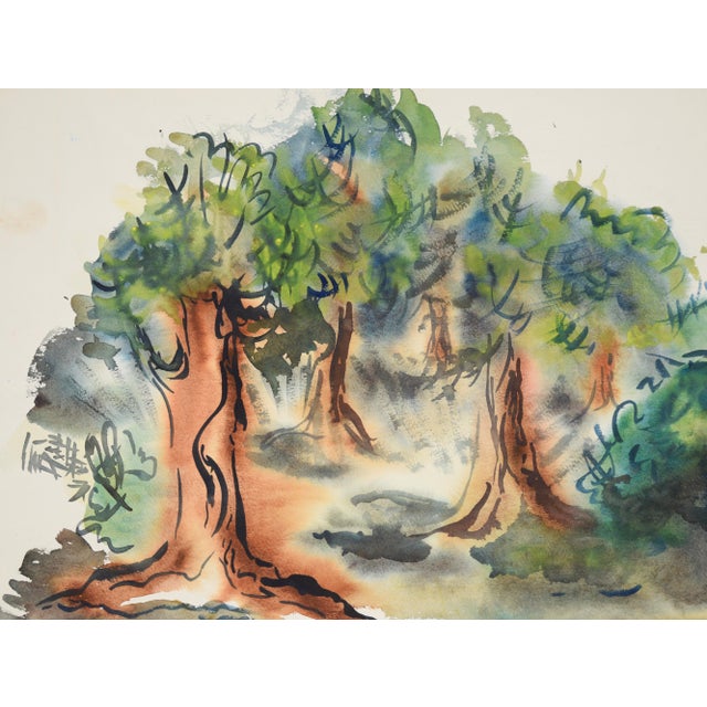 Through The Trees - Original Watercolor on Paper Original watercolor painting depicting a grove of vibrant green trees by...