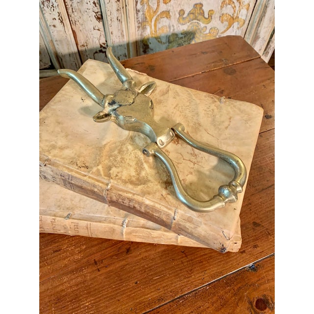 Mid 20th Century Brass Longhorn Cow Doorknocker For Sale - Image 12 of 12
