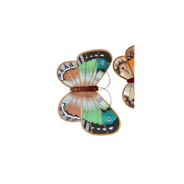 Mid-Century Modern 1970s Bent Bamboo Butterfly Wall Decoration- Set of 3 For Sale - Image 3 of 6