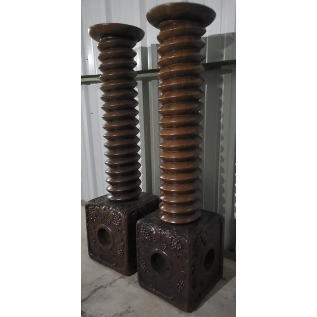 Monumental Antique French Vineyard Salvaged Winepress Pedestals - a Pair For Sale In Dallas - Image 6 of 11