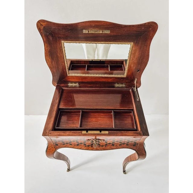 Louis XV / Louis-Philippe Marquetry Vanity Table, 1850-1900 For Sale - Image 17 of 18