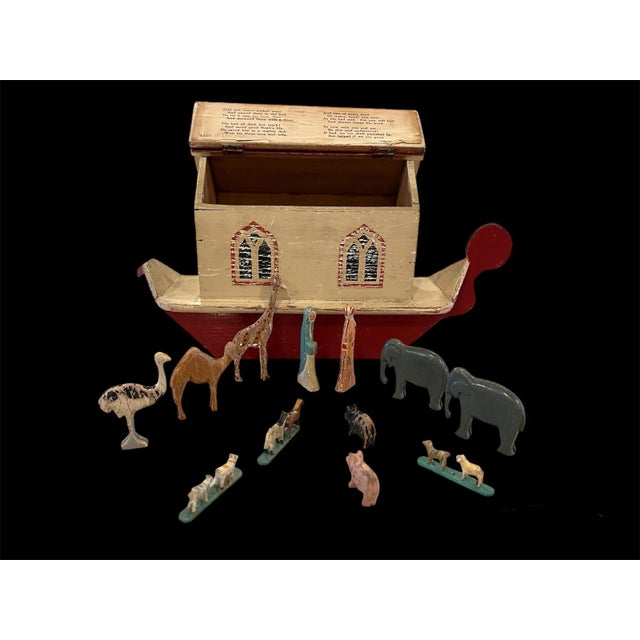 Antique Noah's Ark, 15 Figures, Handmade by Uk War Relief Wwi Soldiers 1918-20 For Sale - Image 4 of 12