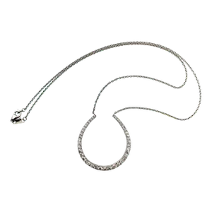 Edwardian Platinum Old Mine Cut Diamond Horse Shoe Necklace