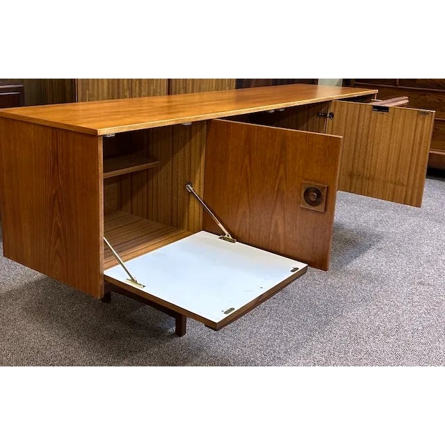 Mid Century Modern Teak Credenza W/ Drop Front Mini-Bar by Stonehill, Uk For Sale - Image 12 of 15