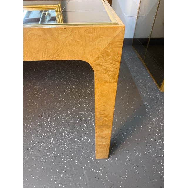 1980s Henredon Scene Two Burl Wood Mirror Dining Table For Sale - Image 12 of 12