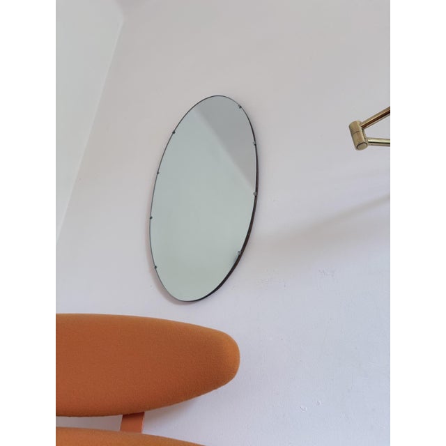 Brown Vintage Oval Rockabilly Mirror, 1960s For Sale - Image 8 of 12