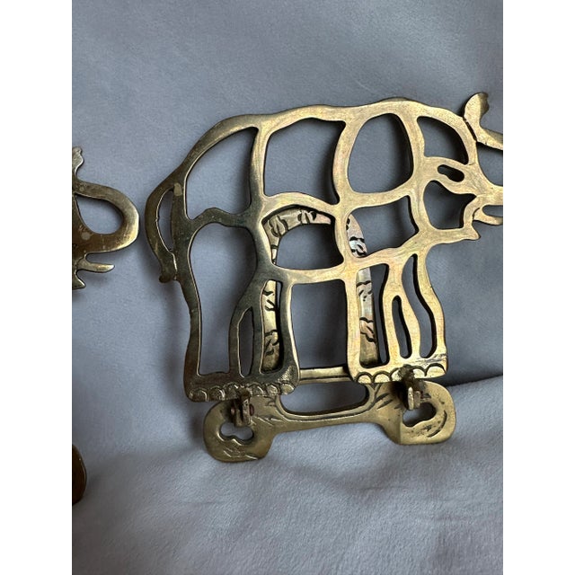 Late 20th Century Brass Elephant Bookends For Sale - Image 5 of 9