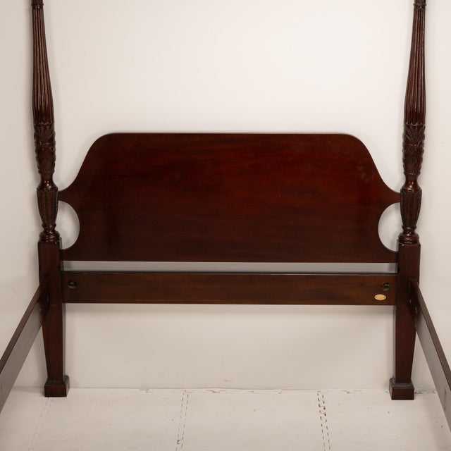 Wood 1980s Councill Furniture Georgian Rice Carved Mahogany Queen Size Poster Bed For Sale - Image 7 of 12