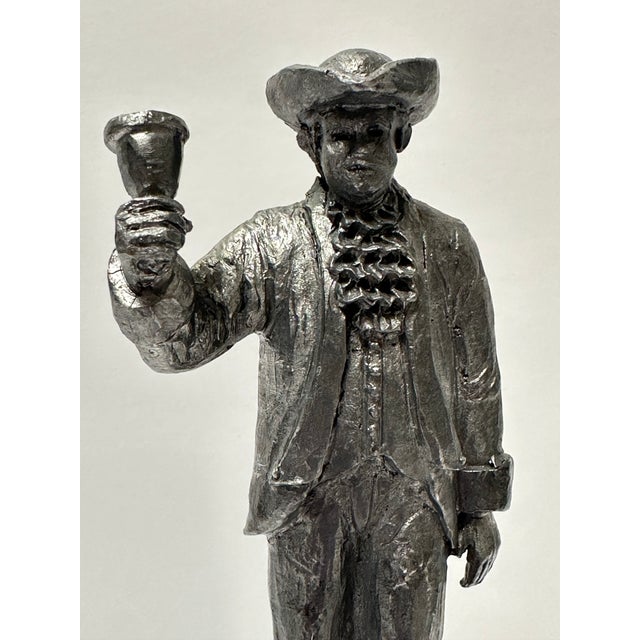 1990s Vintage 1992 Cast Pewter Colonial American Figurine Bell For Sale - Image 5 of 11