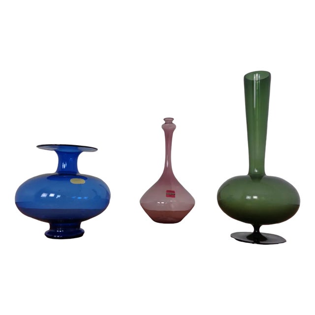 Blown Vases by Thuringian Glaskunst Lauscha, 1960, Set of 3 For Sale