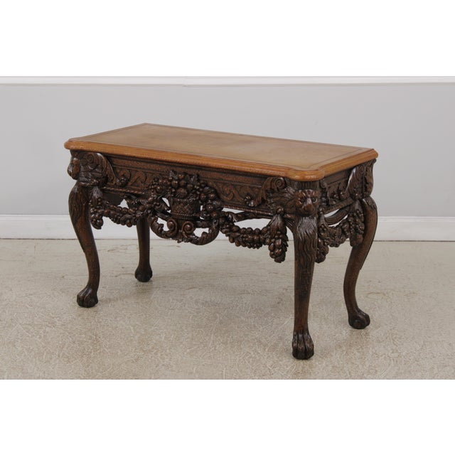 Maitland - Smith Maitland Smith Mahogany Leather Top Console Table For Sale - Image 4 of 16