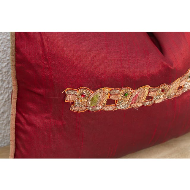 Rasa Red Pair of Zardozi Pillows For Sale In Los Angeles - Image 6 of 8
