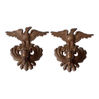 Vintage Federal Revival Eagle Wall Candle Sconces Pair For Sale