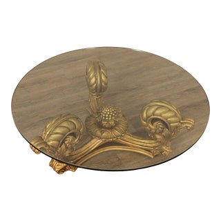 Francisco Hurtado Hollywood Regency Giltwood Glass Top Cocktail Table For Sale