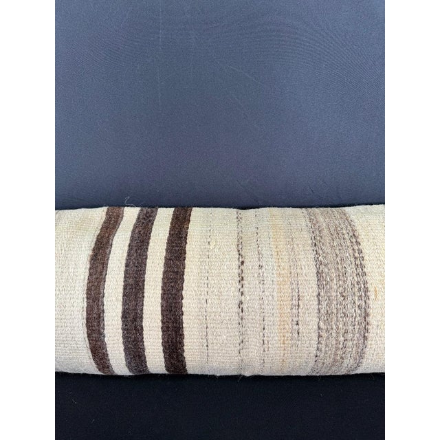 Contemporary Turkish Hemp Pillow Cushion Natural Beige Brown Cushion Cover 12"x46" For Sale - Image 3 of 4