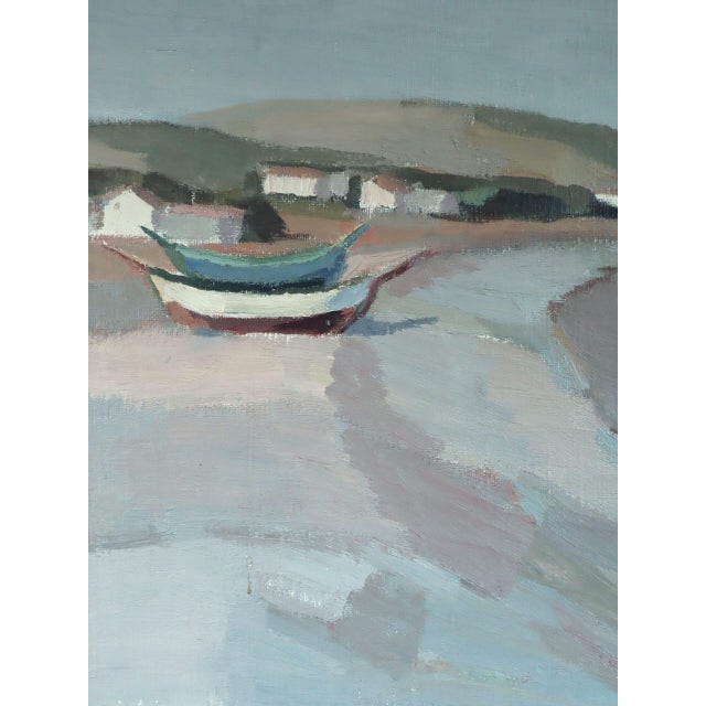 1957 Mid-Century Modern 'Calm Coast' Vintage Swedish Original Coastal Landscape Oil Painting, Framed For Sale - Image 9 of 12