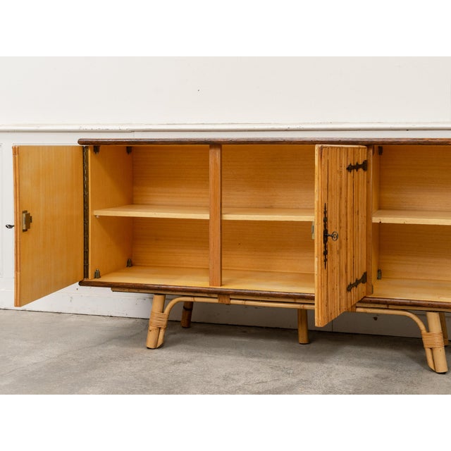 Rattan Sideboard by Audoux and Minet, 1960s For Sale - Image 11 of 15