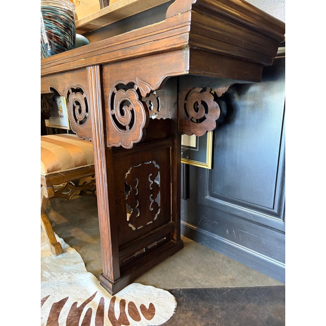 Brown 1980s Hand-Carved Chinese Altar Table For Sale - Image 8 of 8