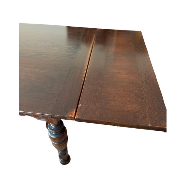 Vintage 1930s Bernhardt Jacobean Dining Table & 6 Chairs, Original, Professionally Reupholstered - Set of 7 For Sale In Pittsburgh - Image 6 of 18