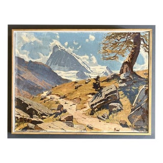 Willy Friedrich Burger, Alpweg Mit Dent Blanche, 1950s, Oil on Canvas, Framed For Sale