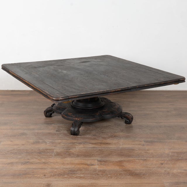 19th Century Black Painted Swedish Large Square Coffee Table For Sale - Image 17 of 17