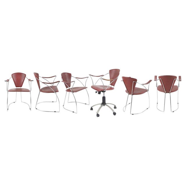 Vintage Chairs in Leather and Chromed Metal from Arrben, Italy, 1980s, Set of 6 For Sale - Image 12 of 12