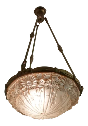 French Art Deco Pendant Chandelier by Genet et Michon