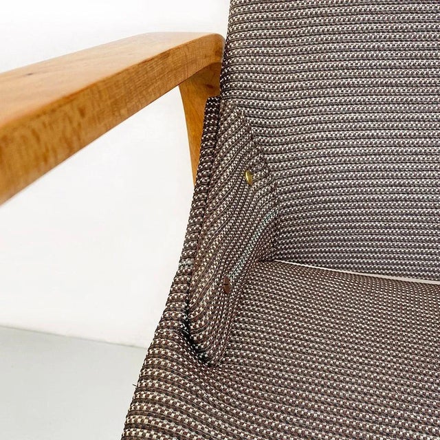 Mid-Century Modern Italian Solid Wood and Grey Fabric Armchair, 1960s For Sale - Image 9 of 14