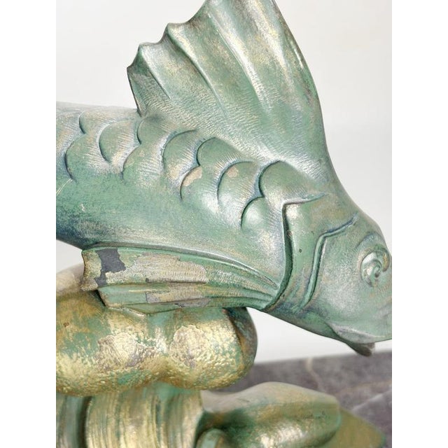 Bronze and Marble Fish Sculpture, France, 1950s For Sale - Image 11 of 14