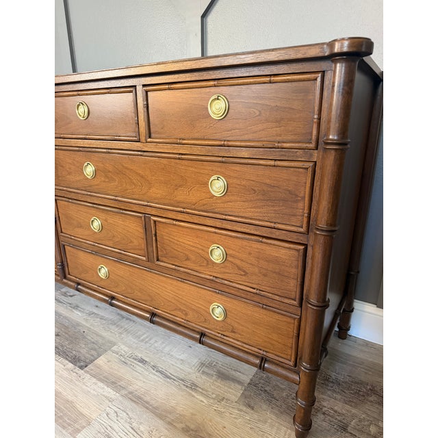 Mid-Century Modern Professionally Restored Mid-Century National Mount Airy Faux Bamboo Bedroom Set - 4 Pieces For Sale - Image 3 of 17