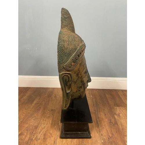 Carved Thai Buddha Bust Statue For Sale - Image 4 of 6