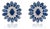 9.69ct Deep Blue Sapphire & Diamond Floral Halo Stud Earrings in 14k White Gold- A Pair For Sale