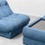 Vintage Lounge Chairs with Coffee Table in Blue Fabric, 1970s, Set of 3 For Sale - Image 10 of 13