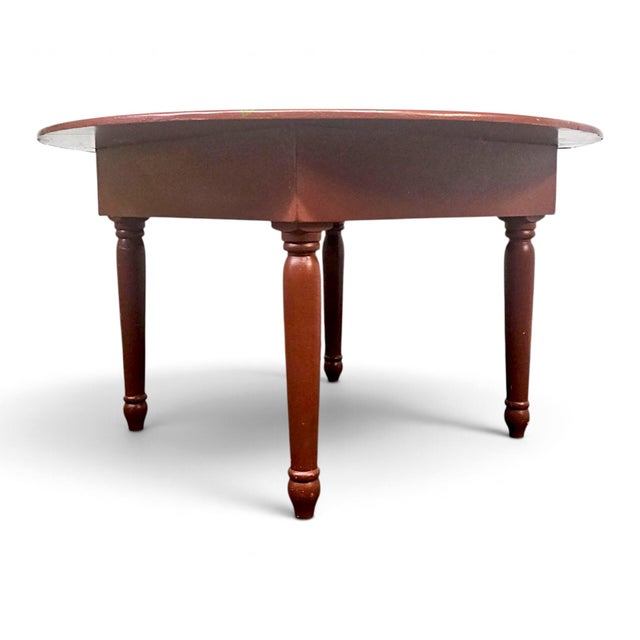 Mid-Century Hand-Painted Magnolia Round Farmhouse Dining Table, 57 Inch For Sale - Image 10 of 15