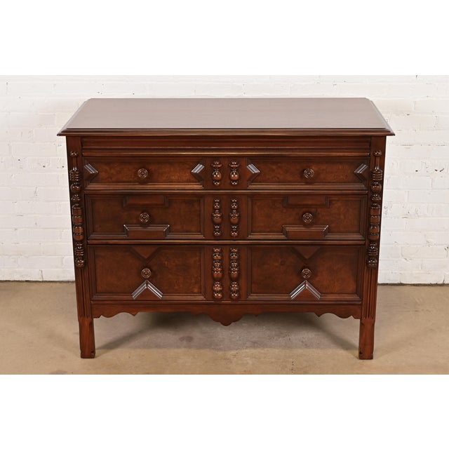 An outstanding English Tudor, William & Mary, or Jacobean style three-drawer commode, dresser, or chest of drawers By...