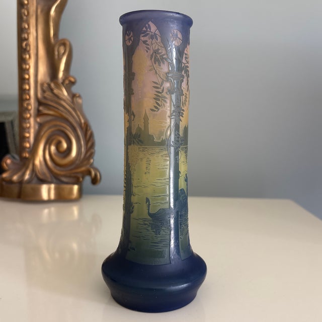 French DeVez French Cameo Art Glass Vase For Sale - Image 3 of 12