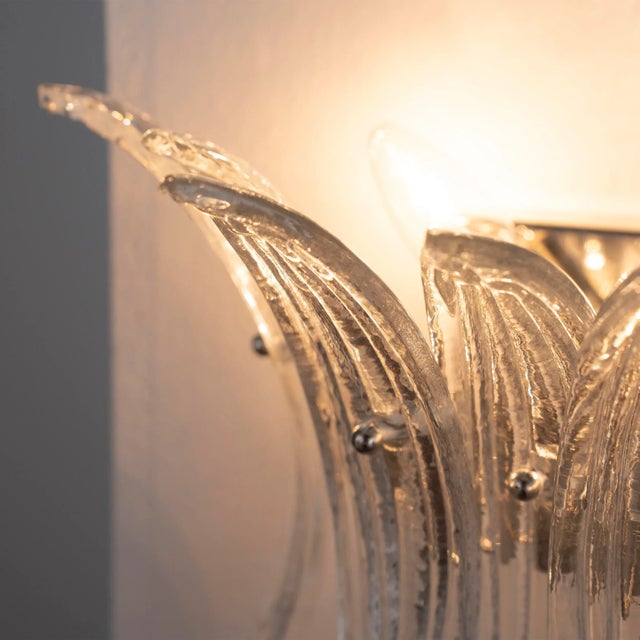 Murano Glass Wall Sconce with Leaves, Italy, 1980s For Sale - Image 9 of 10