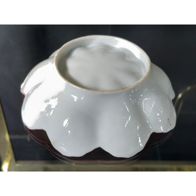 Ceramic Antique Japanese Kutani Porcelain Scalloped Bowl With Figural Garden Scene, Meiji Period For Sale - Image 7 of 7