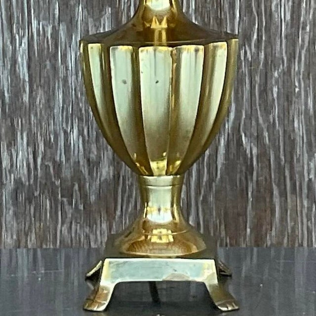 Brass Vintage Regency Petite Brass Pineapple Lamp For Sale - Image 8 of 14