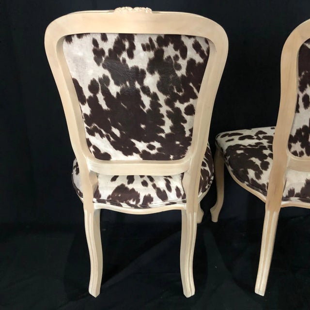 Louis XV Style Bleached Wood Chairs With Faux Hide Upholstery -Set of 3 For Sale - Image 10 of 13