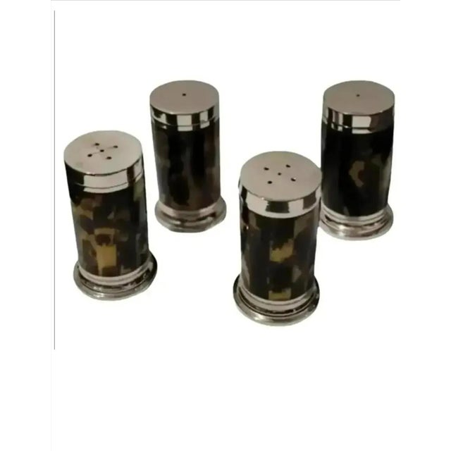Metal Late 20th Century Lauren Ralph Lauren Wentworth Faux Tortoise Salt and Pepper Shakers- 4 Pieces For Sale - Image 7 of 7