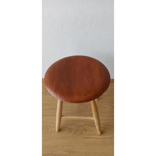 1960s Vintage Swedish Wooden Stool, 1960s For Sale - Image 5 of 10
