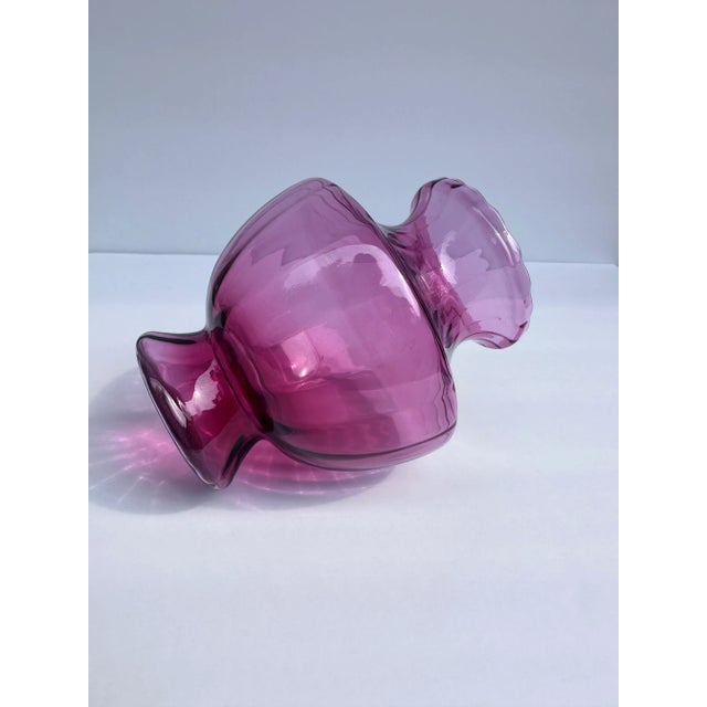 Pilgrim Manufacturing Cranberry Red Optic Art Glass Flower Vase Vintage Mid 20th Century by Pilgrim For Sale - Image 4 of 9