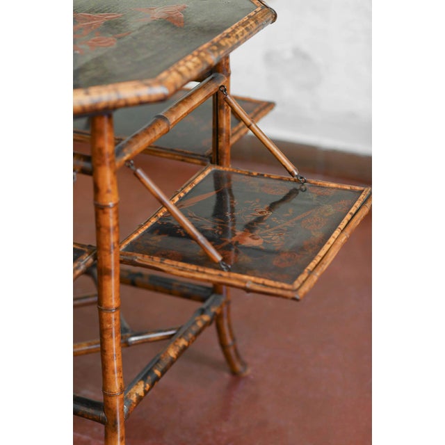 Tea Table in Bamboo and Lacquered Wood by Perret & Vibert, 1890s For Sale - Image 12 of 13