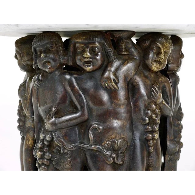 1920s Art Nouveau Bacchus Putto Centerpiece in Bronze Marbl attributed to Gustav Gurschner, 1920s For Sale - Image 5 of 10